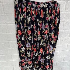 Requirements Floral Drawstring Cotton Maxi Skirt sz 2X
